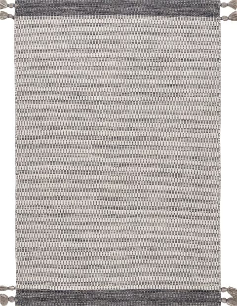 Gray Fragmented Stripes Braided Tassel Area Rug | Rugs USA