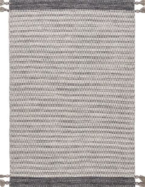 Gray Fragmented Stripes Braided Tassel Area Rug | Rugs USA