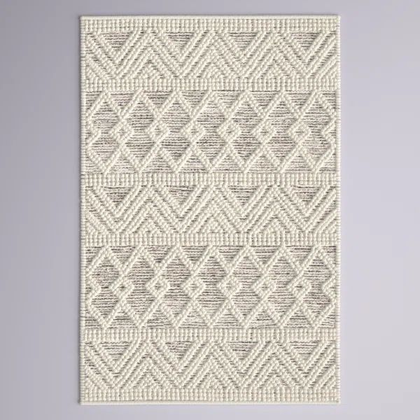 Ganta Moroccan Handmade Flatweave Wool Charcoal/Cream Area Rug | Wayfair North America