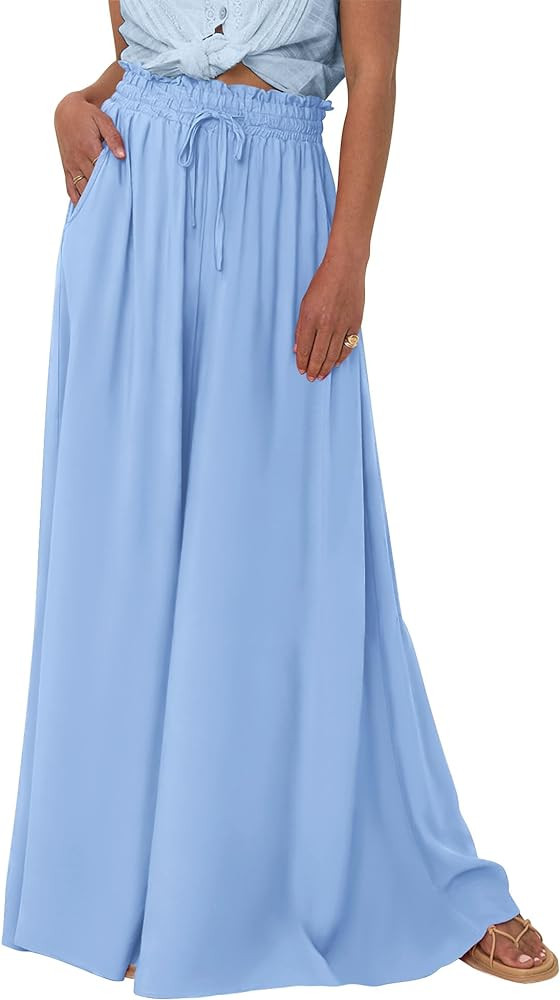 BTFBM Women Casual High Waist Wide Leg Pants 2026 Spring Summer Long Palazzo Pants Pocket Lounge ... | Amazon (US)