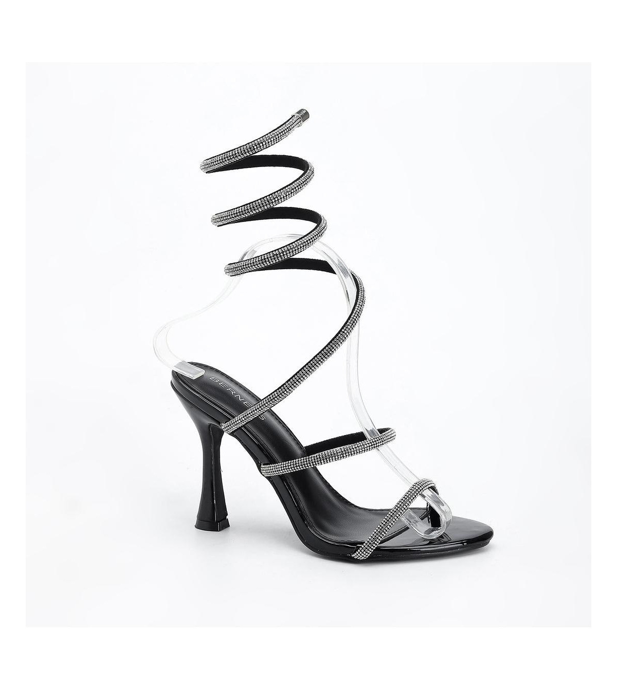 Berness Women's Alexandra55 Rhinestone Wrap Heels - Black | Macy's