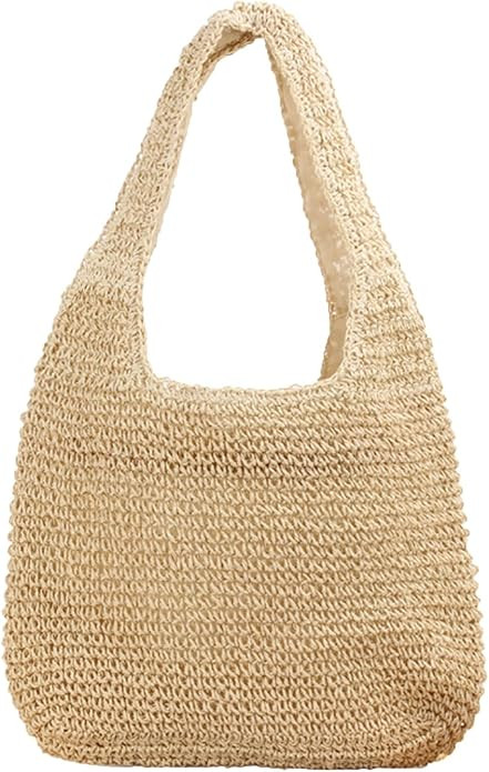 Woven Tote Bag for Women - Rattan Beach Bag with Straw Details | Amazon (US)