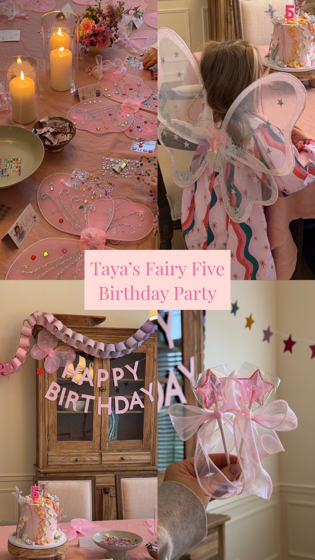 Taya Fairy is FIVE! All the party details and links to everything. I made the paper chain by cutting a 12x12 paper into 4 even sections and stapled together. A lot from Etsy and Amazon! We had the girls all decorate fairy wings with the sticker gems and they were perfect. Fairy wands made from lollipops and ribbon. It was magical and fun! 

#fiveyearsold #5thbirthday #birthdayparty #girlsparty #fairywings #littlegirlbirthday #etsy #amazon #party #paperchain #diy 

#LTKKids #LTKFindsUnder50 #LTKmomlife