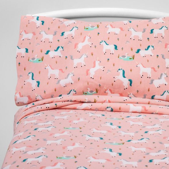 Fairytale Frolic Flannel Sheet Set Pink - Pillowfort™ | Target