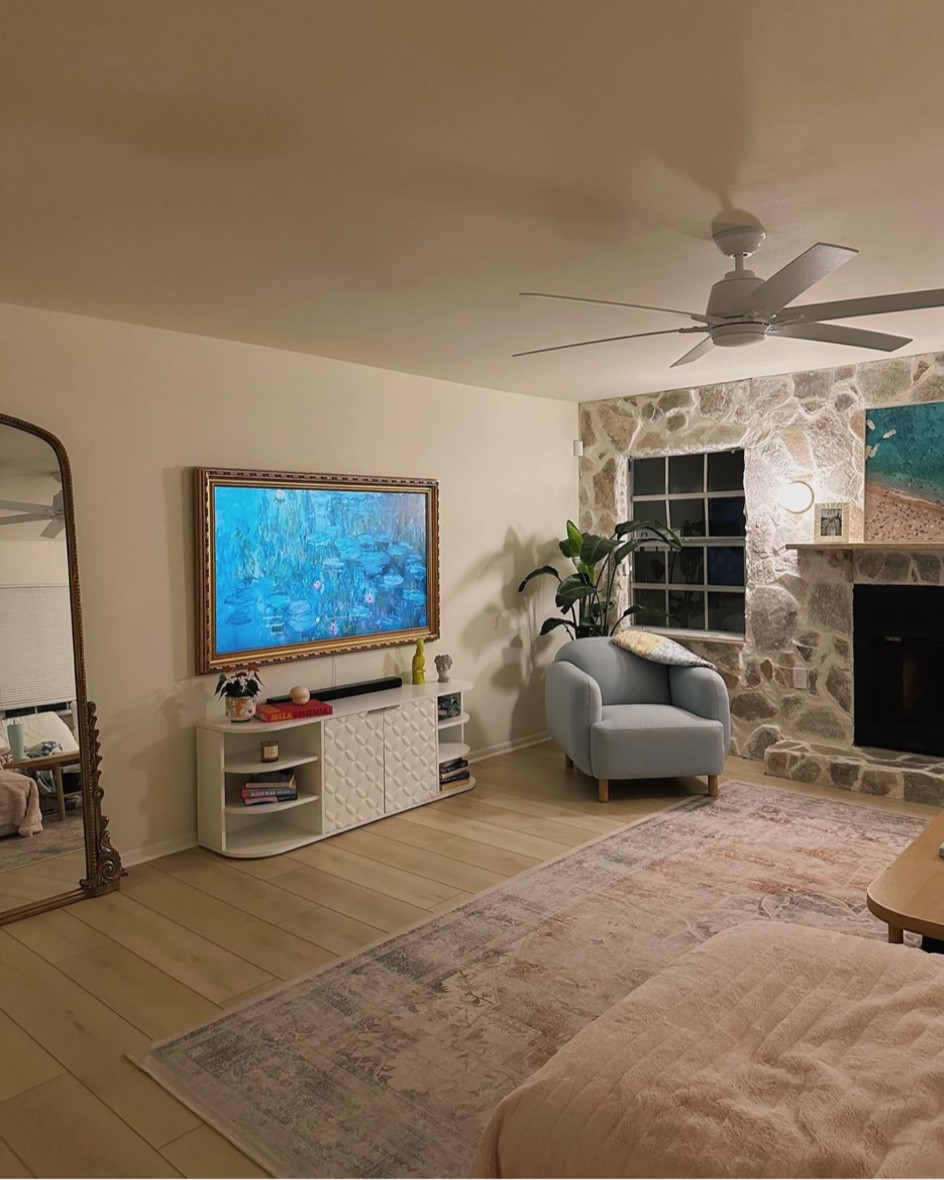 we finally mounted our frame tv and I LOVE how it turned out! slowly making our living room cozier:) 

home decor, living room decor, Anthropologie mirror, entertainment center 

#LTKfamily #LTKhome