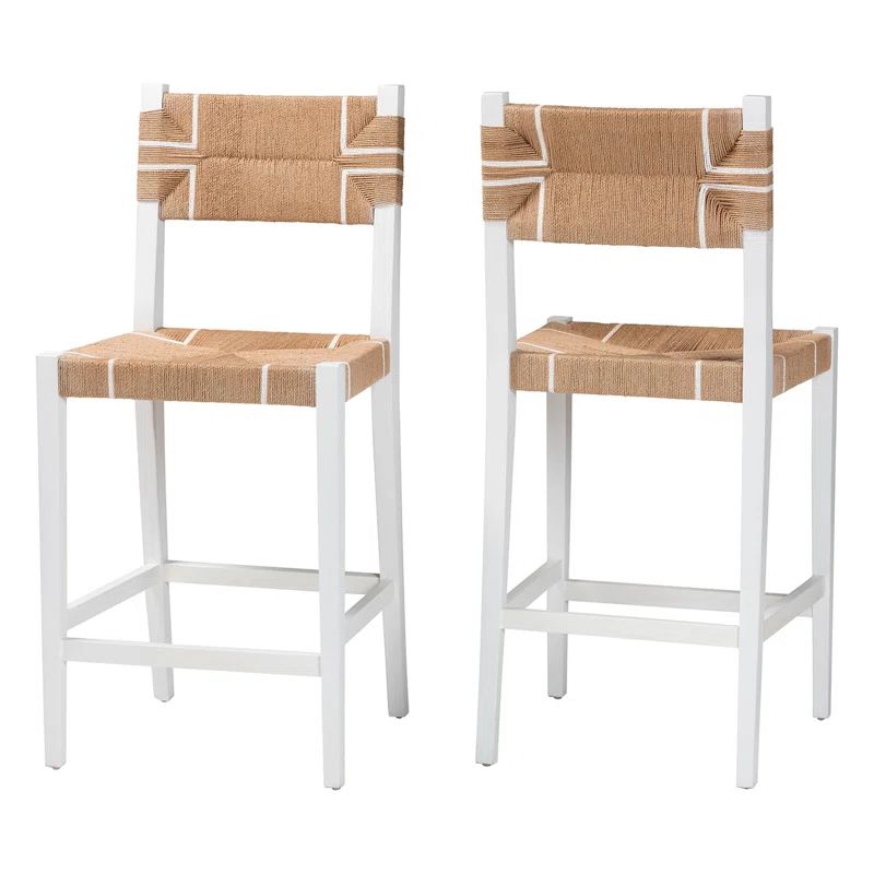 Hokku Designs Bali & Pari Talli Bohemian Paper Loom And White Mahogany Wood Counter Stool | Wayfa... | Wayfair North America