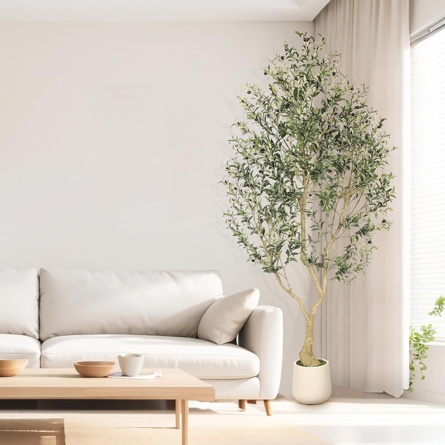 Realead 8ft Faux Olive Tree with Tall Exquisite Planter - Realistic Olive Trees Artificial Indoor... | Amazon (US)