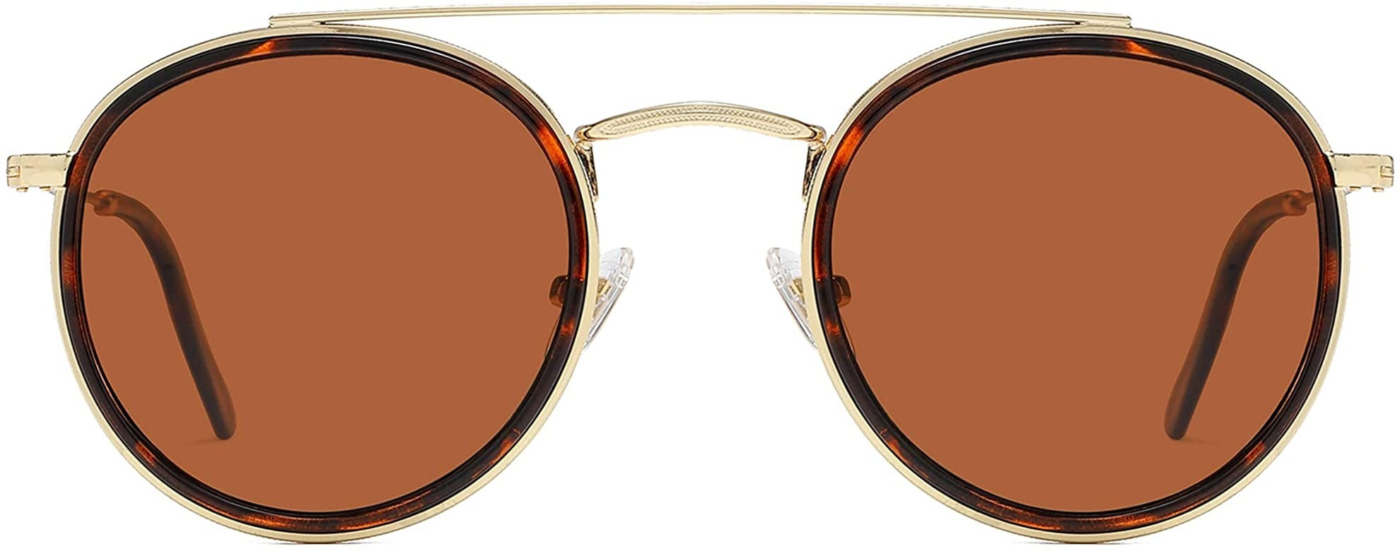 SOJOS Retro Round Double Bridge Polarized Sunglasses for Women Men Twin Beams Circular UV400 Sunn... | Amazon (US)