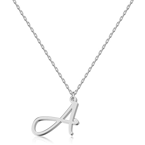 Personalized Initial Necklace - Handwritten Script Style Stainless Steel Minimalist jewelry - Non... | Amazon (US)