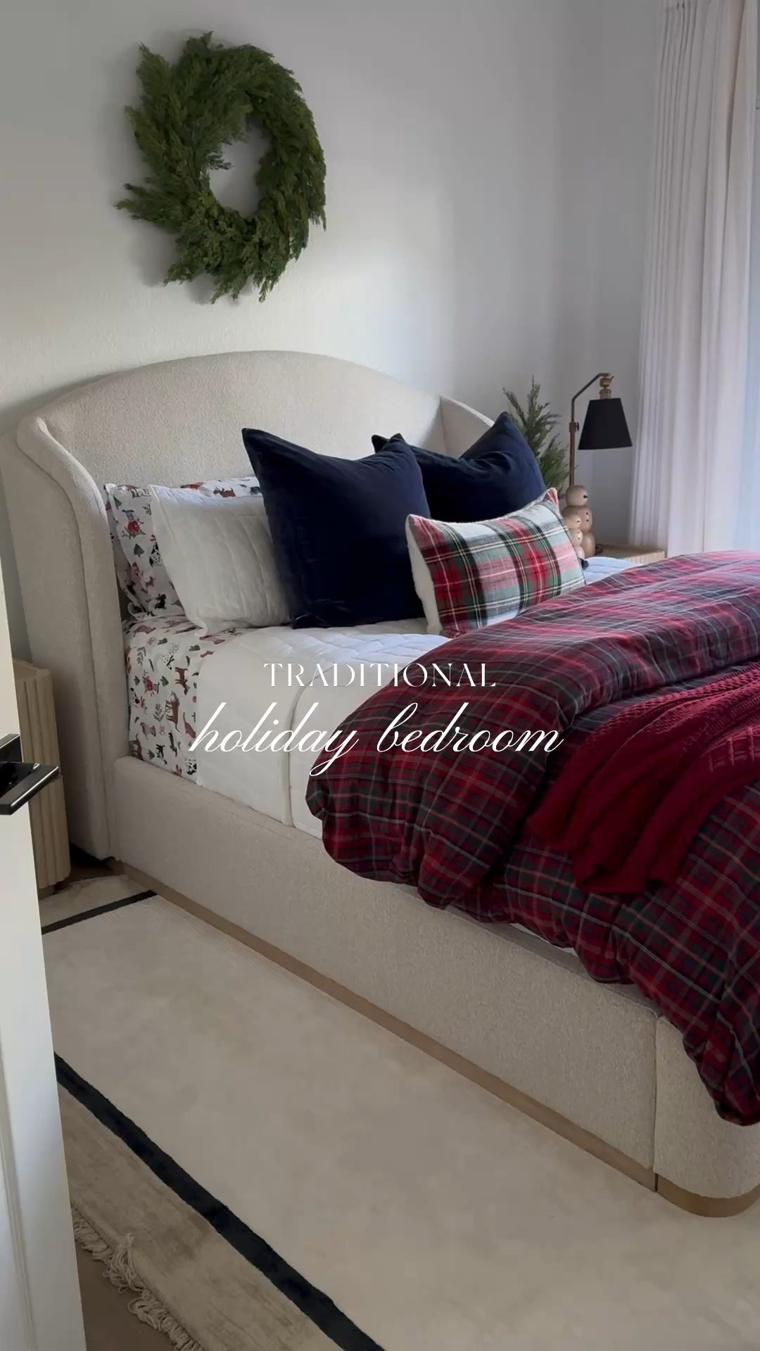 Traditional cozy holiday bedroom styling🎄

#LTKSeasonal #LTKHome