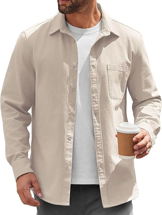 COOFANDY Mens Lightweight Button Down Shirt Jacket Casual Shacket Cotton Overshirt | Amazon (US)