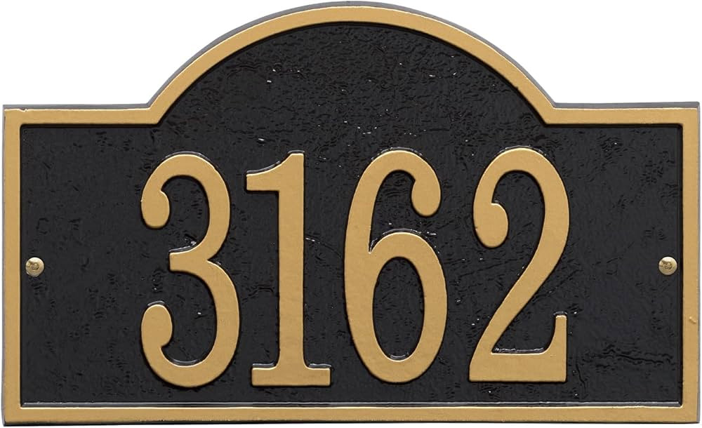 Whitehall Personalized Cast Metal Address Plaque - USA Made Custom House Number Sign - Arched Rec... | Amazon (US)