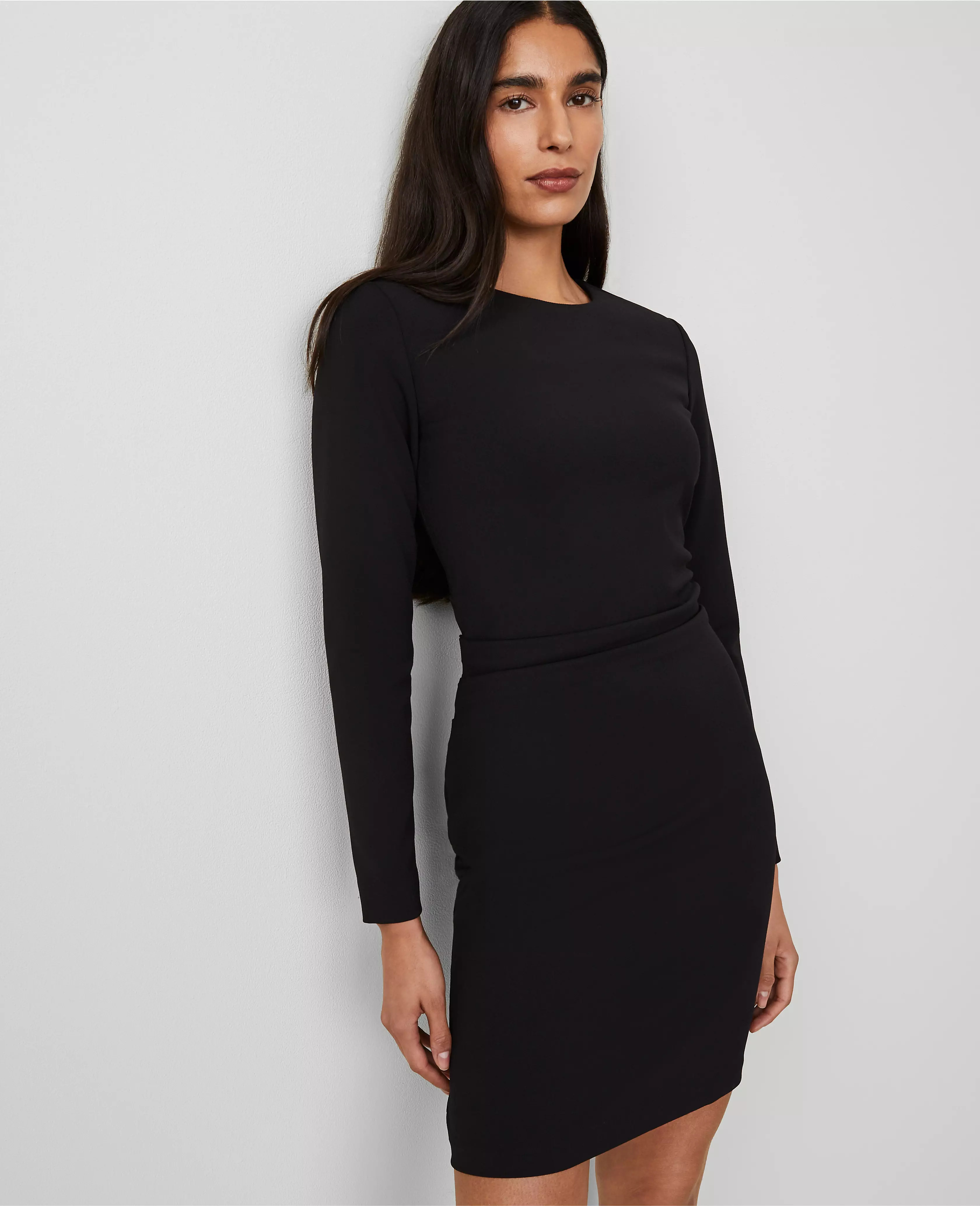 The Side-Tuck Mini Dress in Knit Crepe | Ann Taylor
