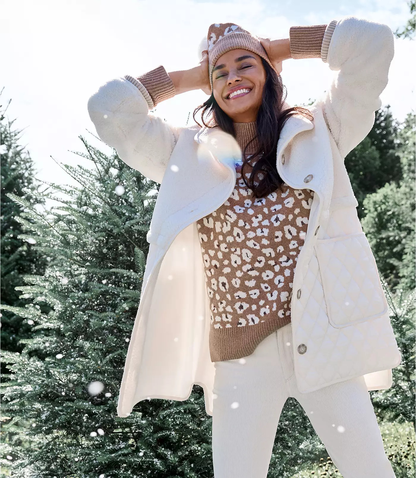 Sherpa Quilted Funnel Neck Coat | LOFT