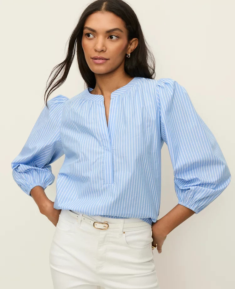 Striped V-neck Blouse | Ann Taylor