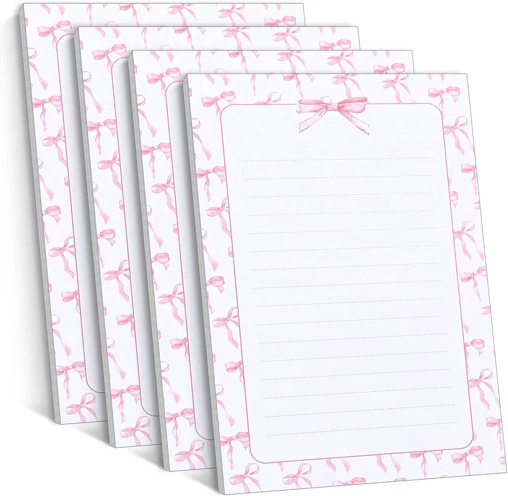 Thenshop 100 Sheets Coquette Bow Note Paper Coquette Preppy Pink Bow Writing Paper Notes Pads Coq... | Amazon (US)