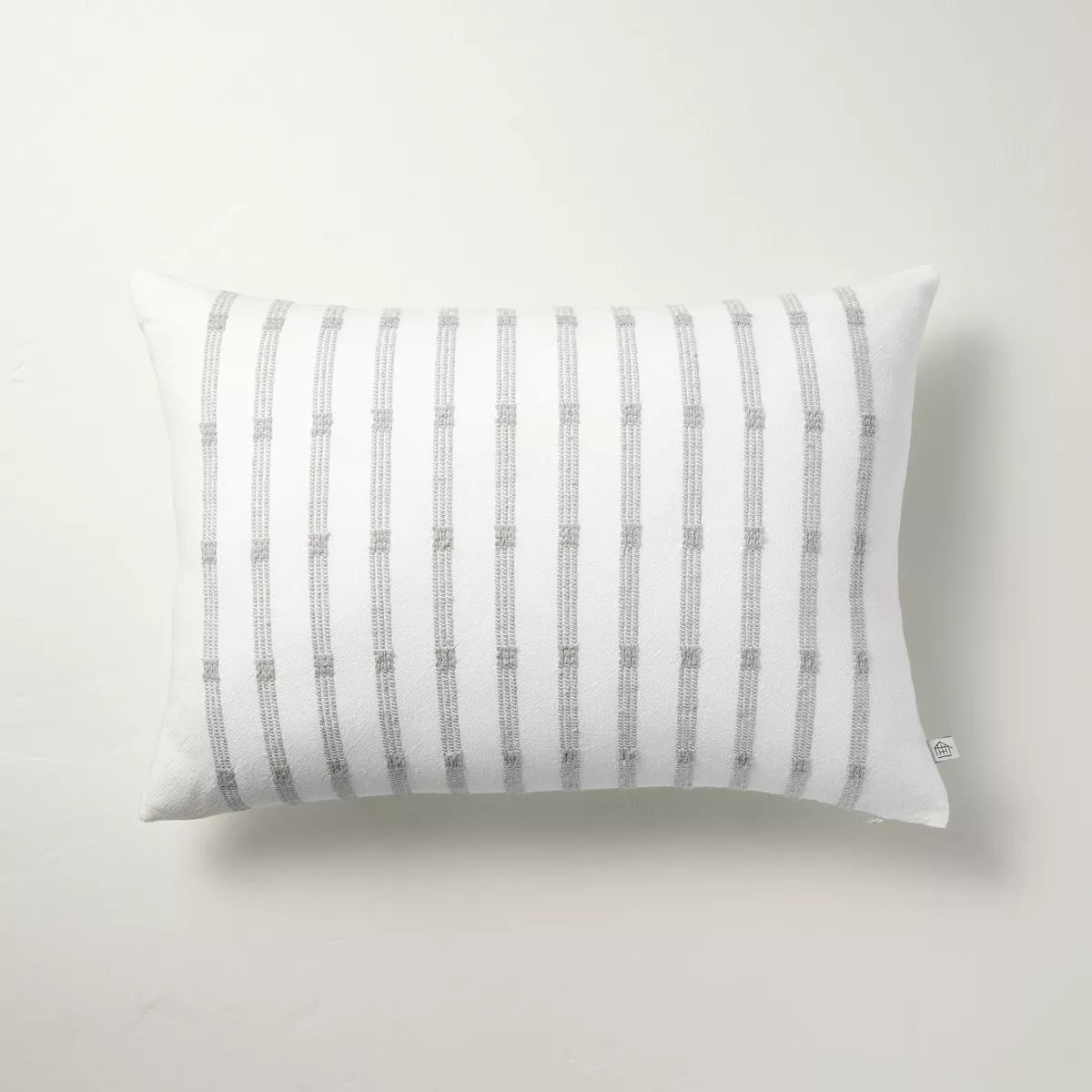 14"x20" Textured Rail Stripe Lumbar Throw Pillow Cream/Light Gray - Hearth & Hand™ with Magnoli... | Target