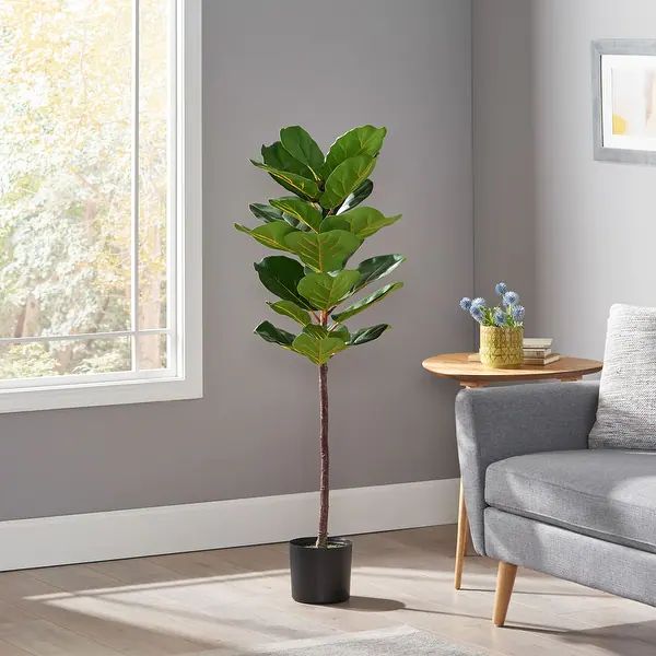 Socorro 4' x 1.5' Artificial Fiddle-Leaf Fig Tree by Christopher Knight Home - 4' x 1.5' | Bed Bath & Beyond