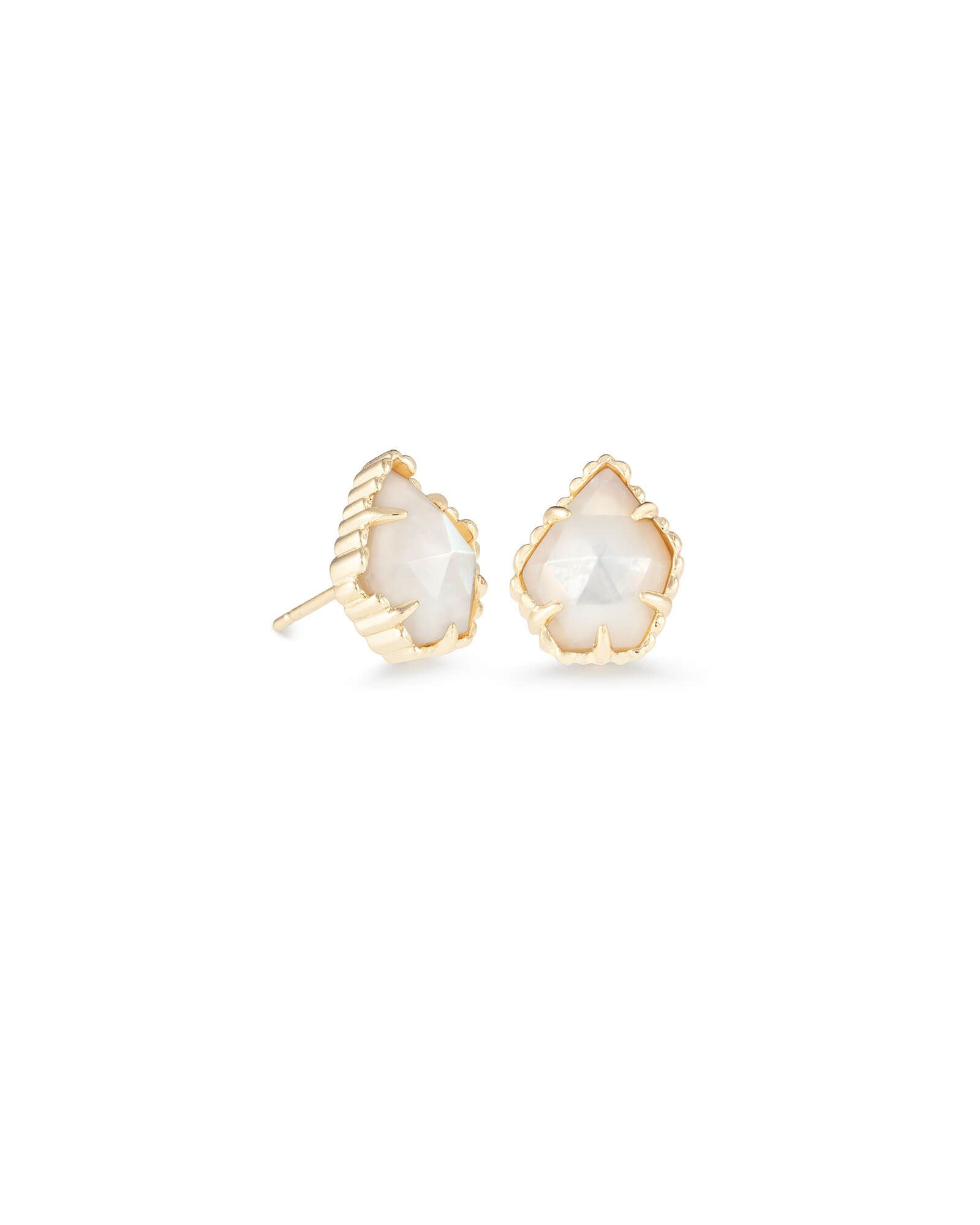 Tessa Gold Stud Earrings in Ivory Pearl | Kendra Scott
