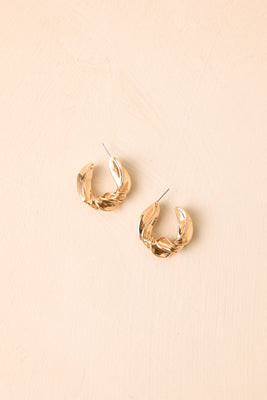 Wrapped Around You Gold Twist Hoop Earrings No Size / Gold | Red Dress