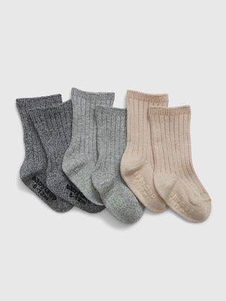 Baby First Favorites Organic Cotton Marled Rib Crew Socks (3-Pack) | Gap (US)