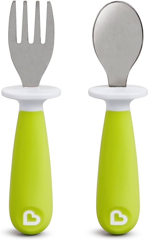 Munchkin Raise Toddler Fork & Spoon Set, Green | Amazon (US)