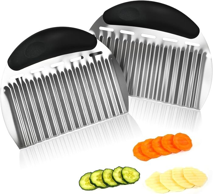 2PCS Large Crinkle Cutters, Heavy Duty Stainless Steel Crinkle Cutter with Ergonomic Non-Slip Han... | Amazon (US)