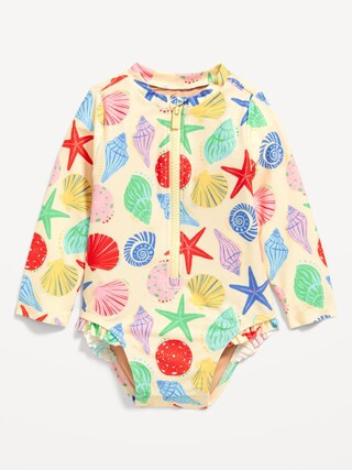 Printed Zip-Front Rashguard One-Piece Swimsuit for Baby | Old Navy (US)
