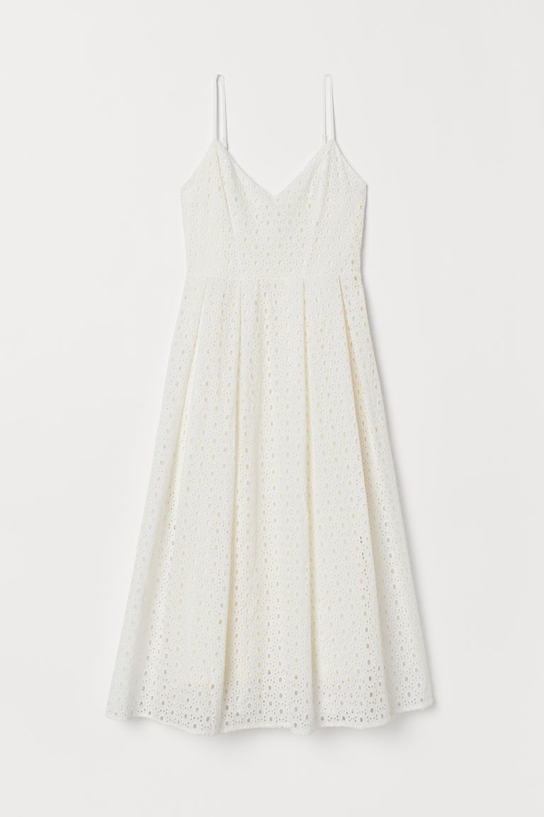 H & M - Dress with Eyelet Embroidery - White | H&M (US)