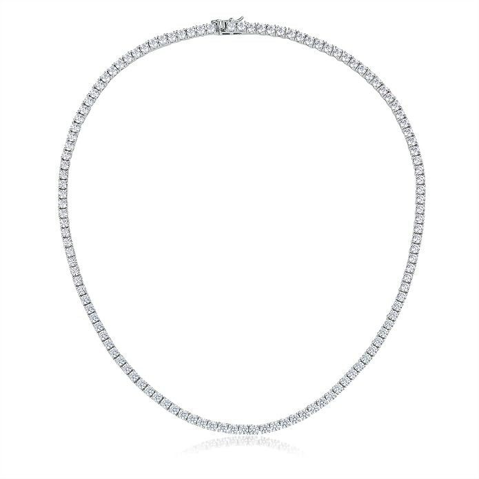 Gemsme 18K White/Yellow Gold Plated 3.0mm Round Cubic Zirconia Classic Tennis Necklace For Women ... | Amazon (US)