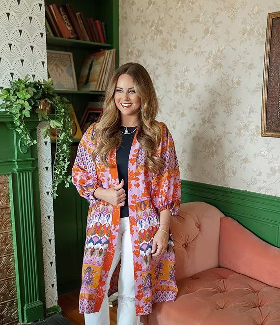 Anna & Avax Brooke Webb of KBStyled Charlee Abstract Long Kimono | Dillard's