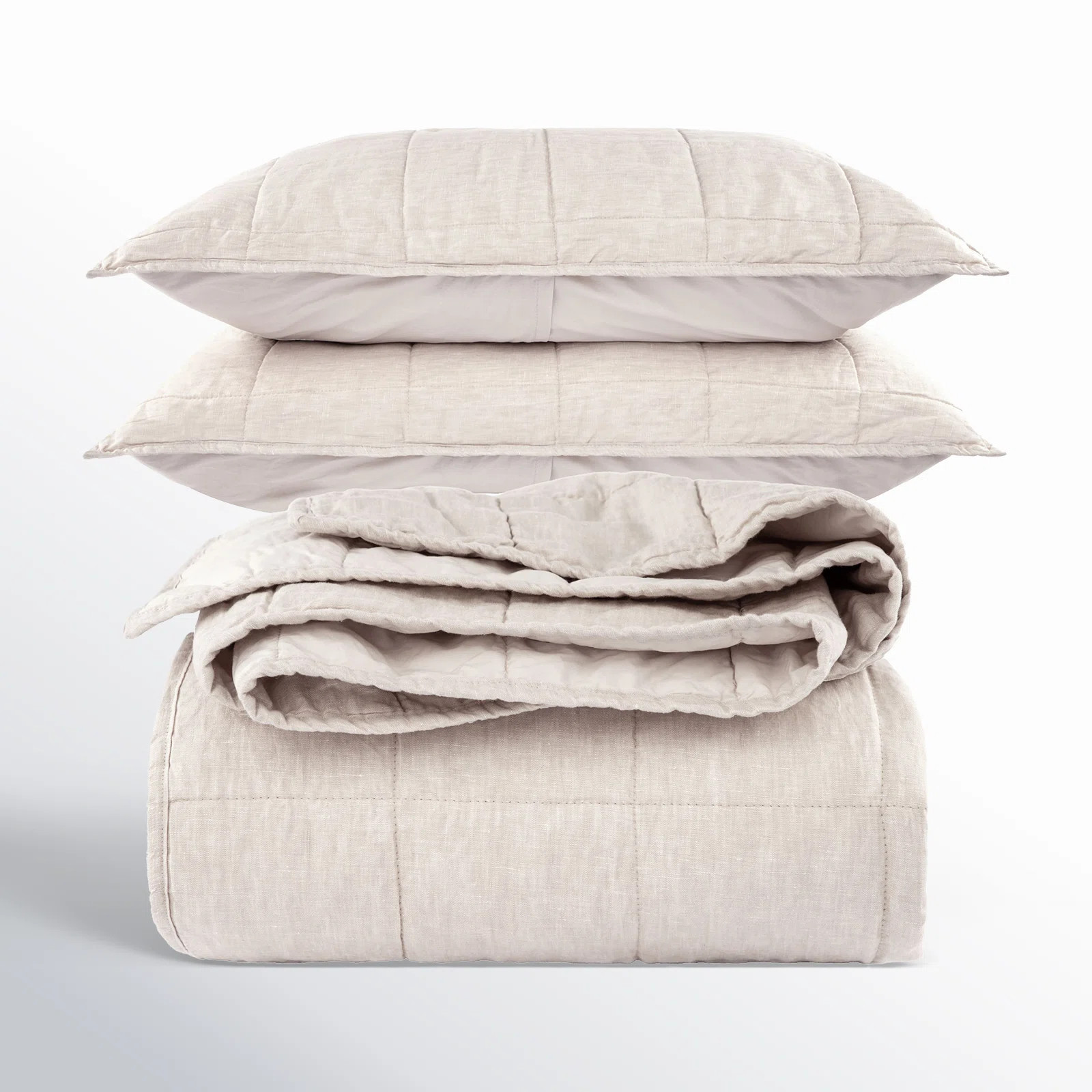 French Linen Box Stitch Quilt & Sham Set | Wayfair North America