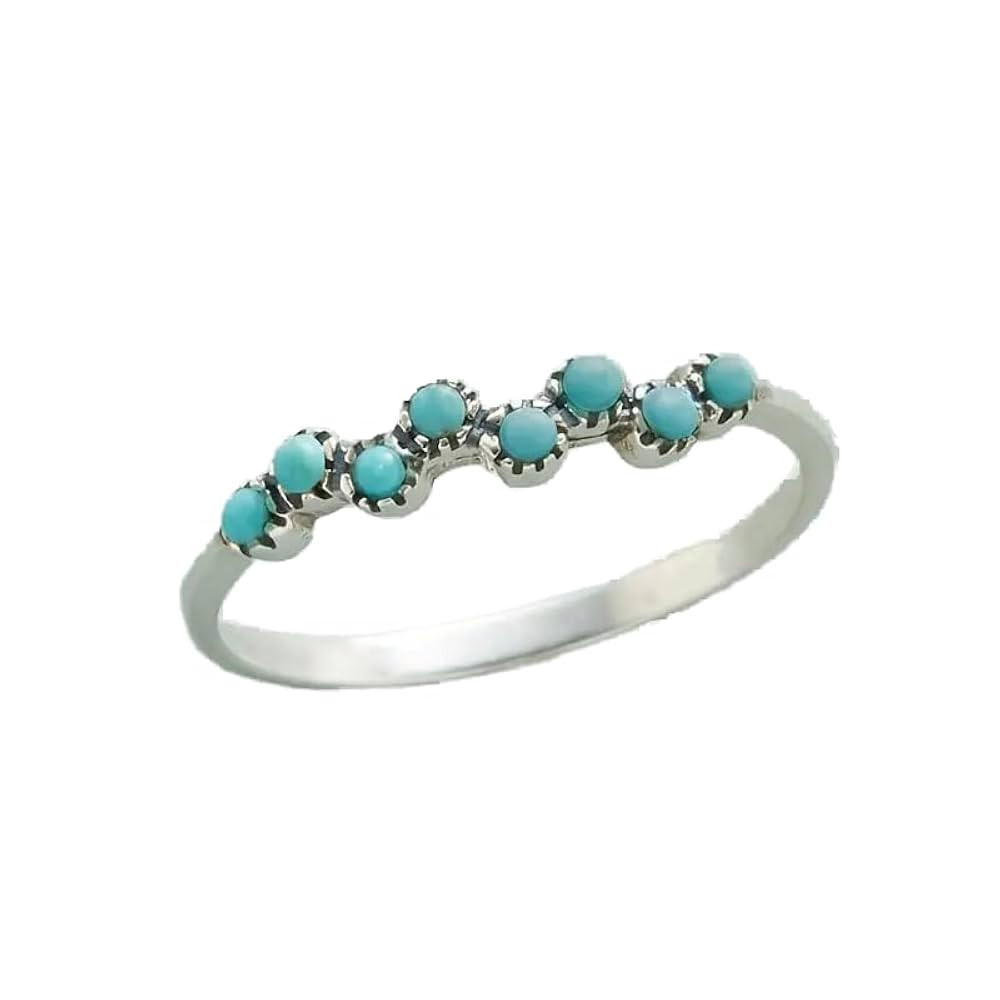 Vintage Sterling Silver Turquoise Stackable Ring for Women - Everyday Comfort Bohemia Promise Ban... | Amazon (US)
