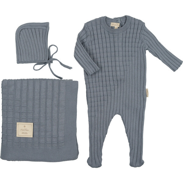 All Knit Up Boys Layette Set, Antra Blue | Maisonette