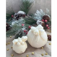 Embossed Christmas Ball Candle Handmade Soy Wax Holiday Decor | Etsy (US)