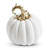 K&K Interiors 41488D-WH, 14.5 Inch White Velvet Pumpkin w/Gold Filigree Stem | Amazon (US)
