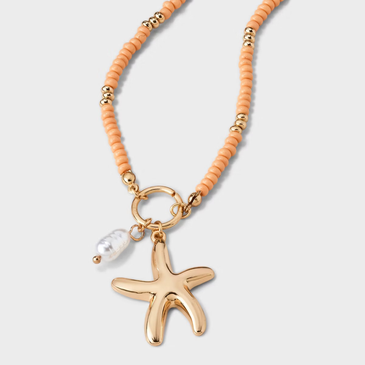 Seedbead Starfish Charm Pendant Necklace - A New Day™ Peach Orange | Target
