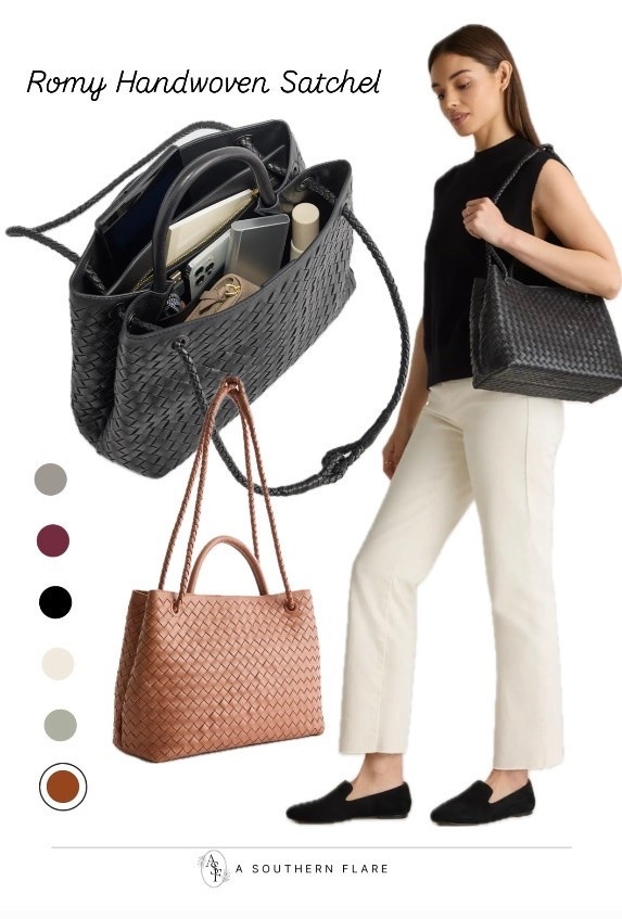 Romy Handwoven Satchel/ luxury with functionality. Handcrafted from high-quality Italian leather, this satchel features a handwoven exterior that adds texture to your look. With a spacious interior and multiple pockets, this satchel is perfect for carrying all your essentials in style