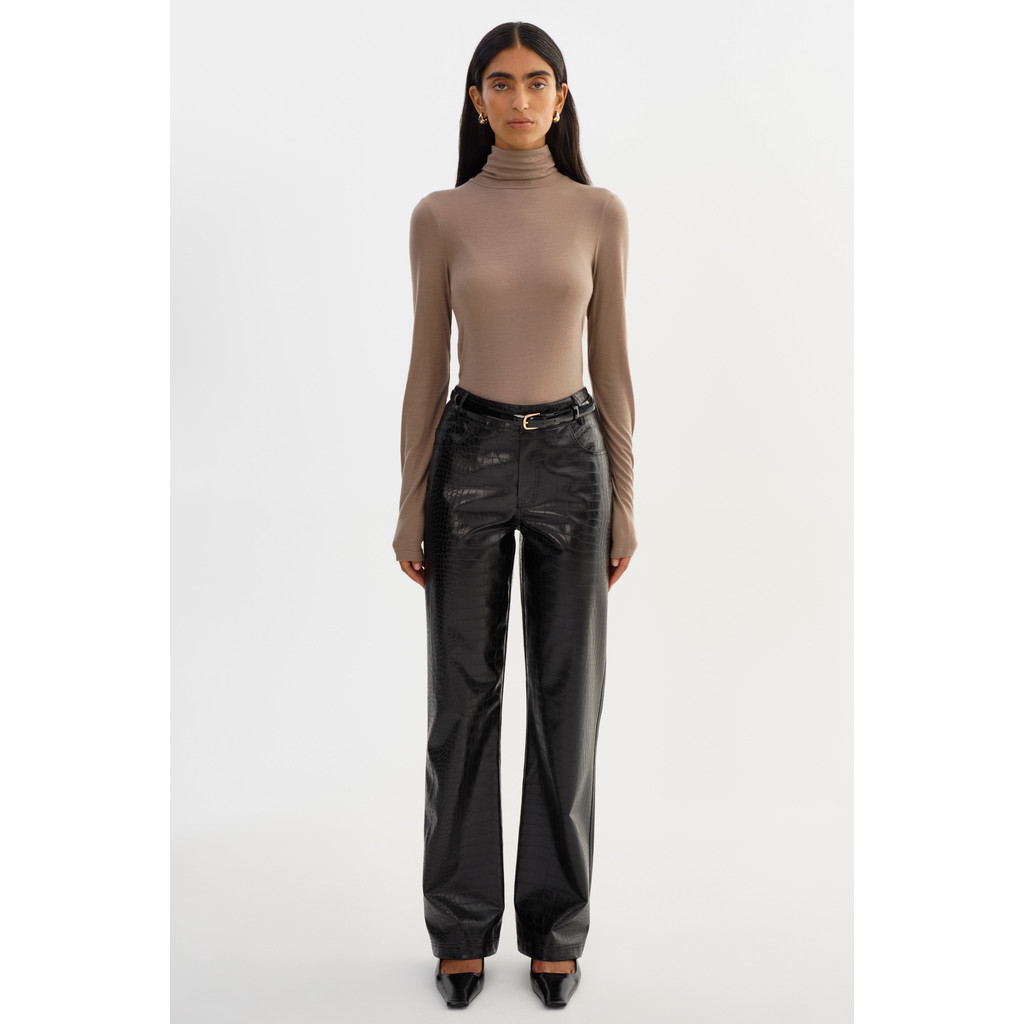 LAMARQUE Freja | Faux Leather Croco Pants in Black at Nordstrom, Size 29 | Nordstrom