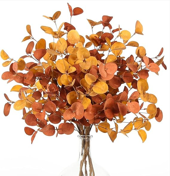 ZIFTY 6 Pcs Fall Stems Artificial Eucalyptus 26.7'' Tall Decor Fake Silver Dollar Leaves Branches... | Amazon (US)