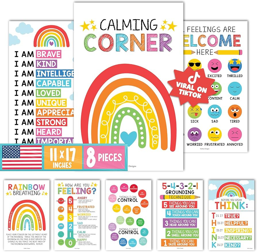 Hadley Designs 8 Calming Corner Posters For Classroom Must Haves For Teachers - 11x17 Calm Down C... | Amazon (US)