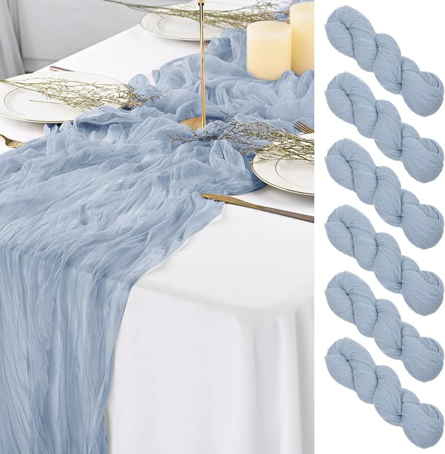 6Pack Cheesecloth Table Runner, Gauze Fabric Boho Table Runner 29"x 120"Cheesecloth Gauze Table R... | Amazon (US)