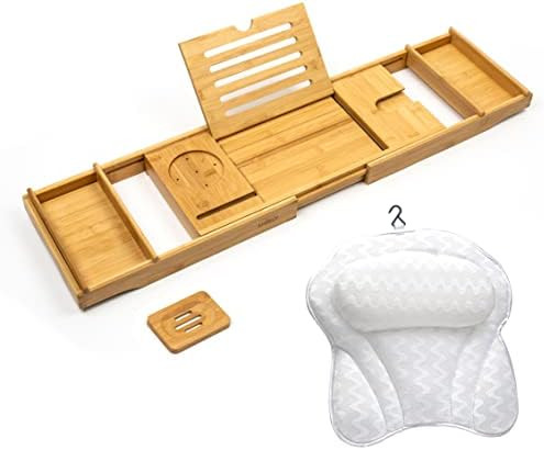 SMIRLY Bamboo Bathtub Tray Expandable: Bamboo Bath Tray for Tub with Book Stand, Bamboo Bathtub C... | Amazon (US)
