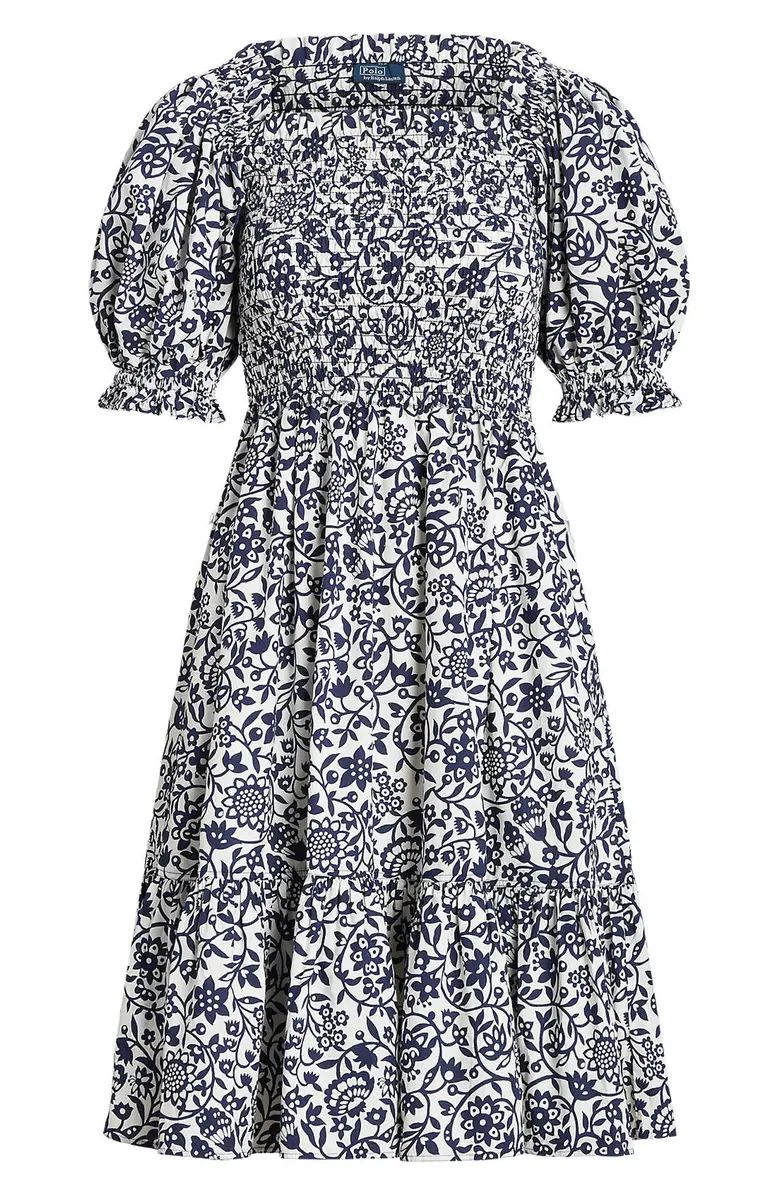 Polo Ralph Lauren Elery Floral Off the Shoulder Smock Bodice Cotton Dress | Nordstrom | Nordstrom