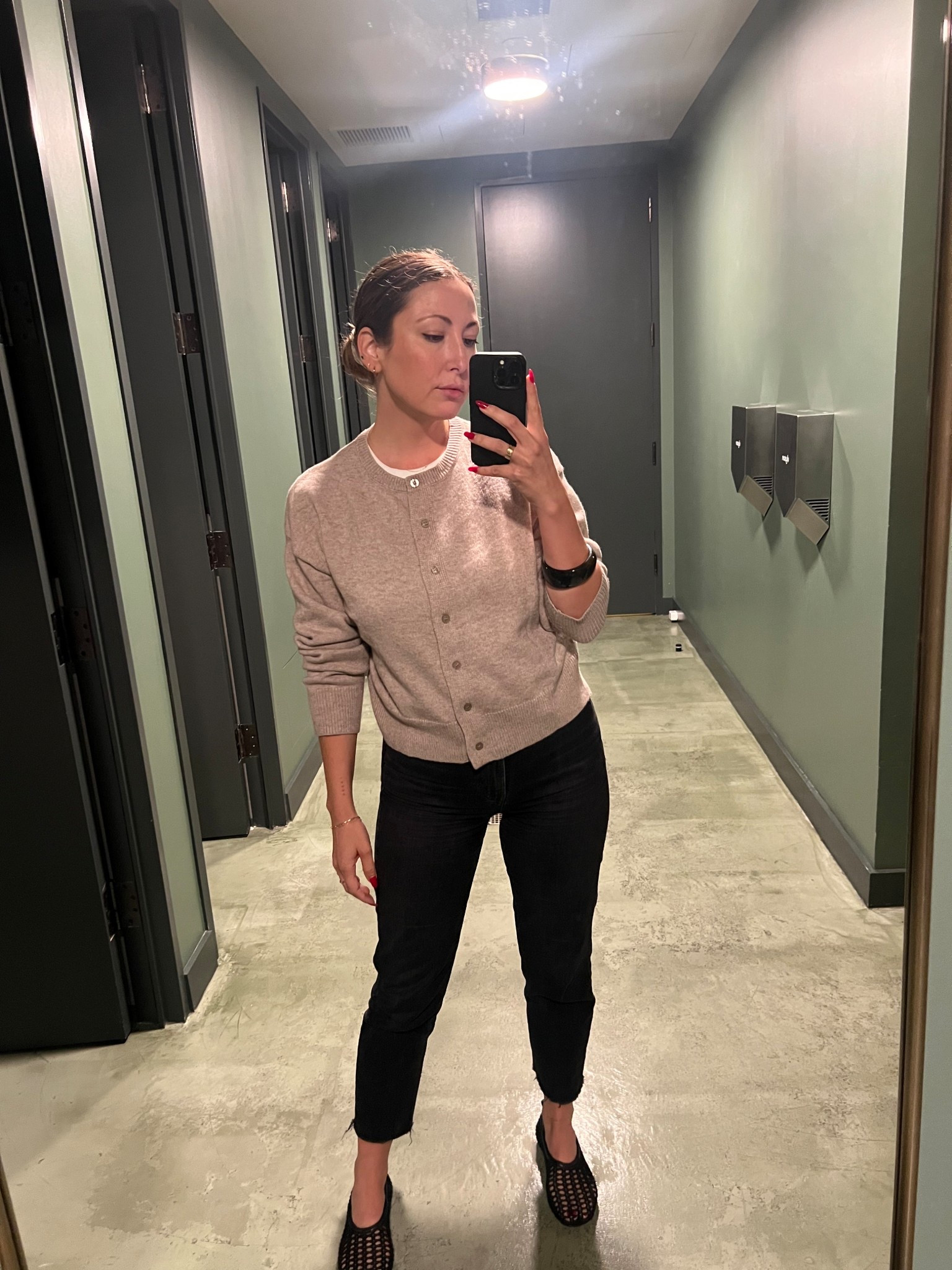 Amazon Tan Cardigan + Amazon The Drop White Tshirt + Gap Black Jeans + Simon Miller Mesh Black Ballets Flats - Early Fall Work Outfit

#LTKFindsUnder50 #LTKSaleAlert #LTKFindsUnder100