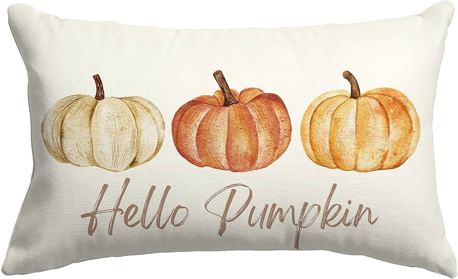LOMCHEN Fall Decor Pillow Covers 12x20 Inch Rustic Fall Pumpkins Hello Pumpkin Vintage Retro Lumb... | Amazon (US)
