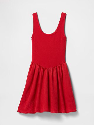 Cotton Gauze Mixed Media Mini Tank Dress | Gap (US)