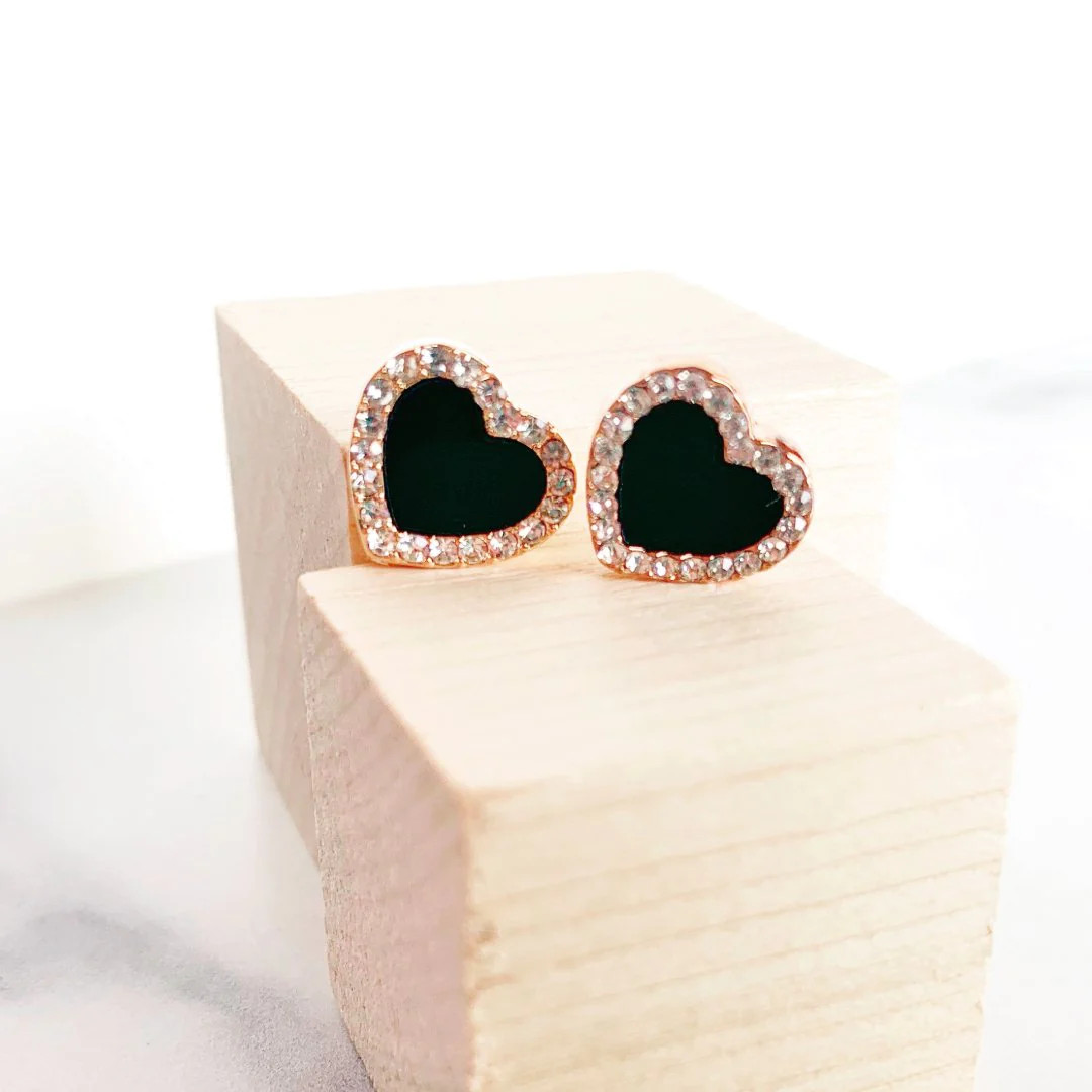 Onyx Heart Earrings - Casual Chic Boutique | Casual Chic Boutique