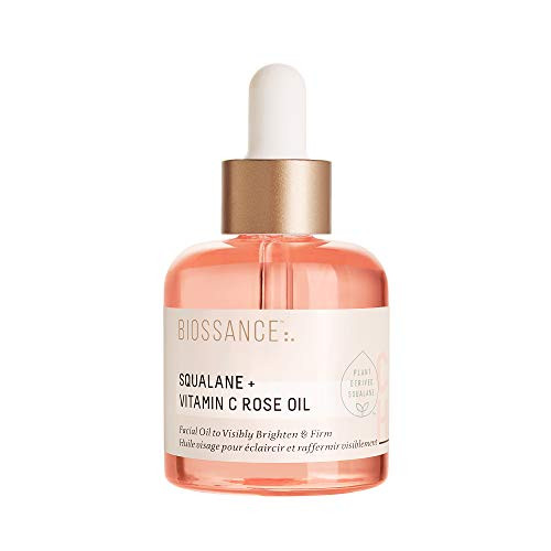 BIOSSANCE Squalane + Vitamin C Rose Advanced Facial Oil - Brightening, Firming, and Hydrating Serum for All Skin Types - Chios Crystal Oil, Damascus Rose Extract & Squalane for Radiance - 1oz | Amazon (US)