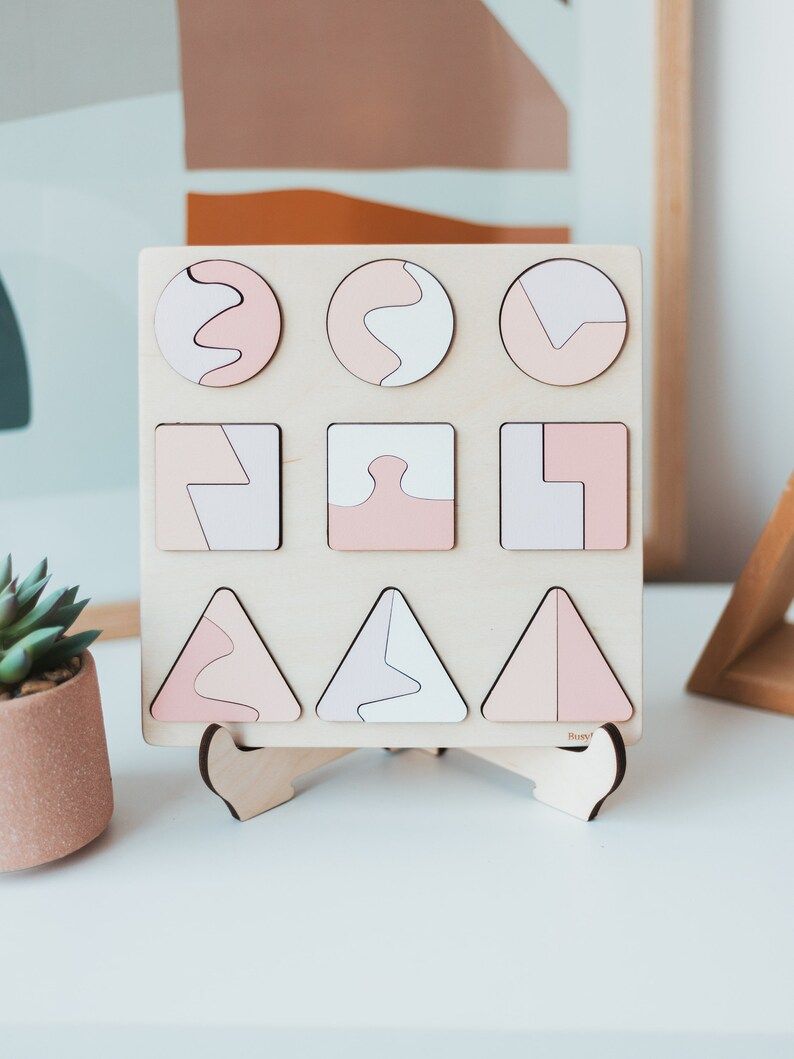 Pink Shapes Puzzle | Etsy (US)